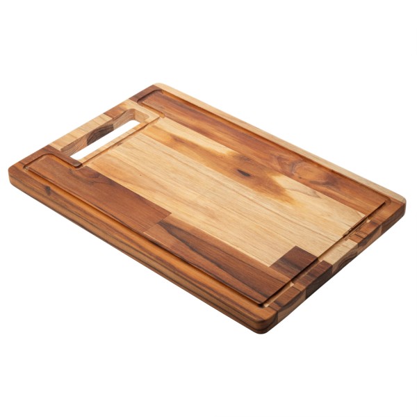 Encontraproduto.com.br - Tábua de Corte Retangular de Madeira Teca Barbecue 45cm x 30cm x 2cm - Wolff Craft