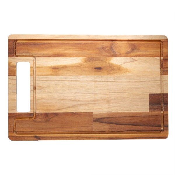 Encontraproduto.com.br - Tábua de Corte Retangular de Madeira Teca Barbecue 45cm x 30cm x 2cm - Wolff Craft