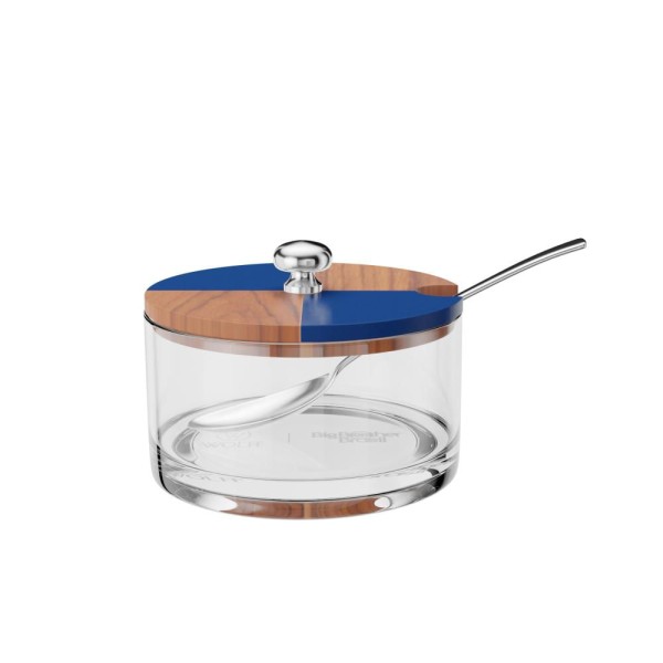 Açucareiro De Vidro Tampa De Teca Cheschire 9X 7Craft