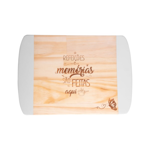Encontraproduto.com.br - Tábua de Servir de Madeira Pinus Off White 35cm x 25cm x 2cm - Woodart