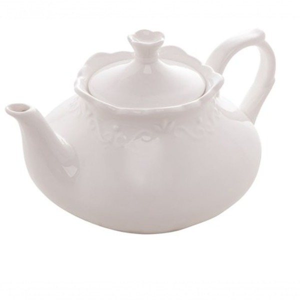 Encontraproduto.com.br - Bule Porcelana Para Café Alto Relevo Branco 780Ml