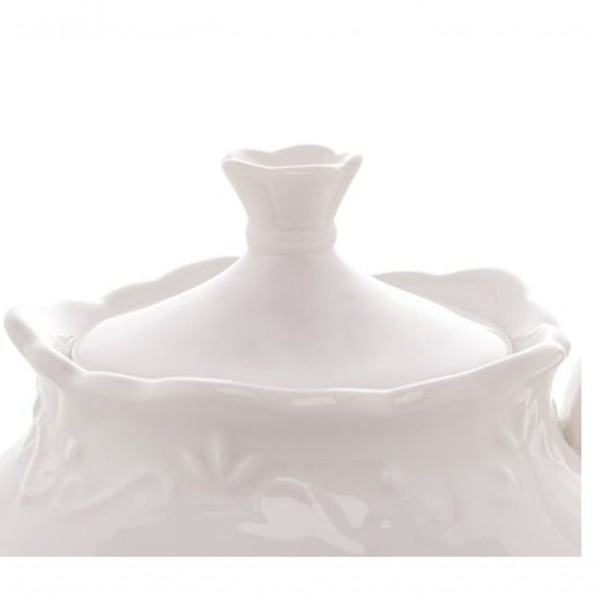 Encontraproduto.com.br - Bule Porcelana Para Café Alto Relevo Branco 780Ml