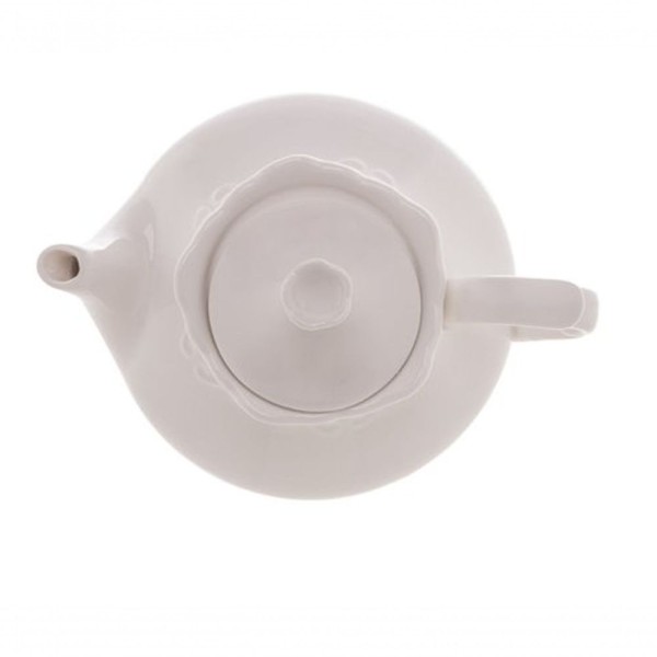 Encontraproduto.com.br - Bule Porcelana Para Café Alto Relevo Branco 780Ml