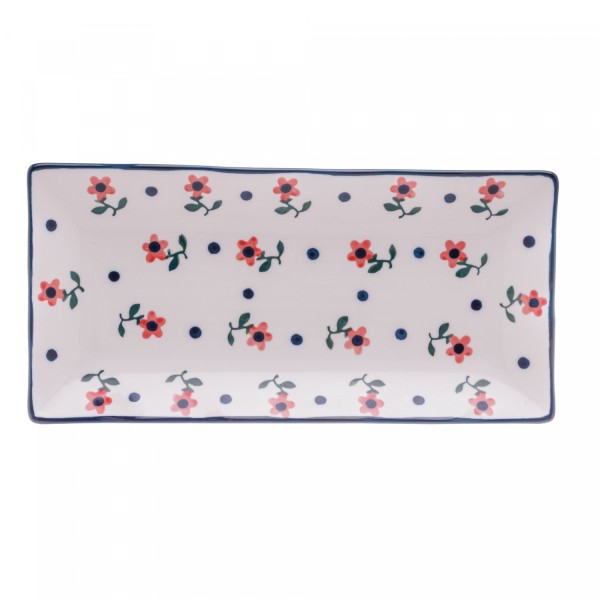 Encontraproduto.com.br - Travessa Wolff Vintage Flores De Cerômica Branco