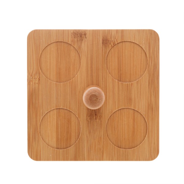 Encontraproduto.com.br - Conjunto 4 Molheiras com Suporte de Bambu e Colher Branco 16cm x 16cm x 13cm - Wolff