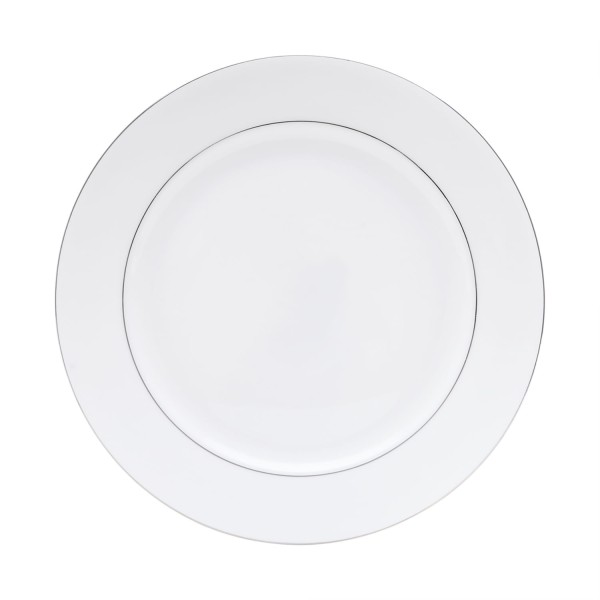 Encontraproduto.com.br - Aparelho de Jantar 42 Peças de Porcelana com Borda Prateada Mônaco Branco - Wolff