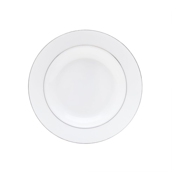 Encontraproduto.com.br - Aparelho de Jantar 42 Peças de Porcelana com Borda Prateada Mônaco Branco - Wolff