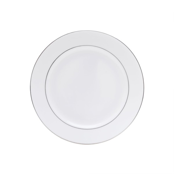 Encontraproduto.com.br - Aparelho de Jantar 42 Peças de Porcelana com Borda Prateada Mônaco Branco - Wolff