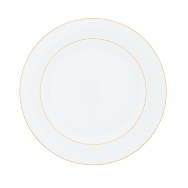 Encontraproduto.com.br - Conjunto 6 Pratos para Sobremesa de Porcelana com Fio de Ouro Mônaco Branco 19cm x 2cm - Wolff