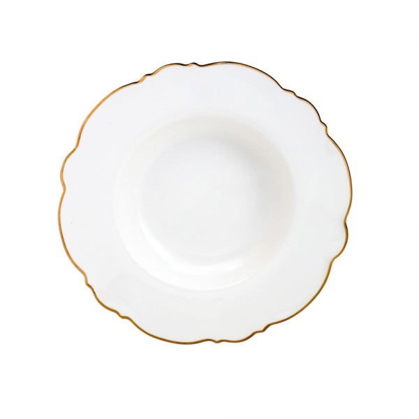 Encontraproduto.com.br - Aparelho de Jantar 42 Peças de Porcelana Maldivas Branco com Fio de Ouro - Wolff