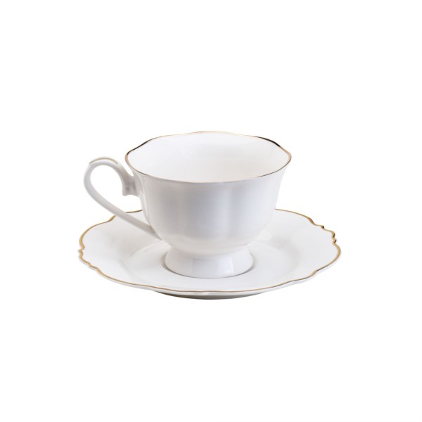 Encontraproduto.com.br - Aparelho de Jantar 42 Peças de Porcelana Maldivas Branco com Fio de Ouro - Wolff