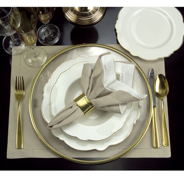 Encontraproduto.com.br - Aparelho de Jantar 42 Peças de Porcelana Maldivas Branco com Fio de Ouro - Wolff