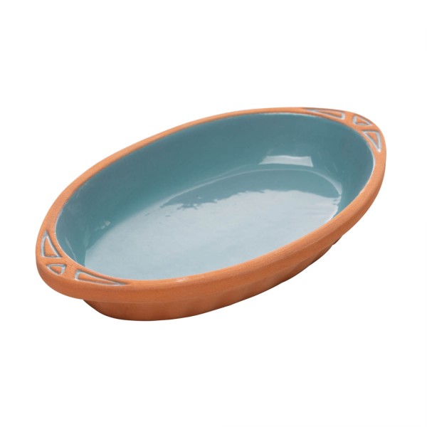 Encontraproduto.com.br - Refratário Oval com Alça Maia 23,5cm x 13,5cm x 3,5cm Turquesa Cerâmica - Wolff