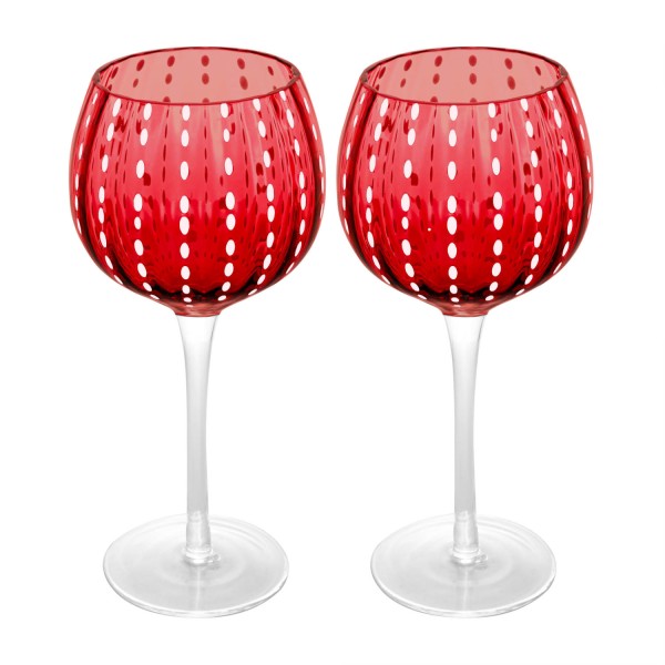 Conjunto 2 Taças para Vinho de Vidro Orquídea Vermelho 450ml - Wolff