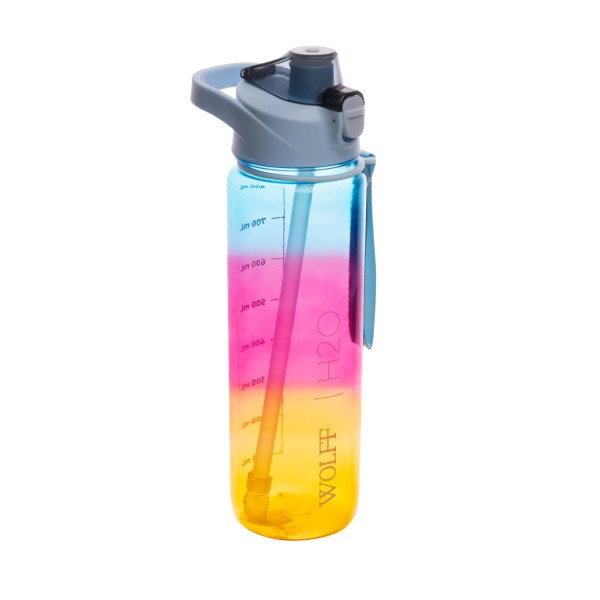Garrafa Squeeze de Policarbonato Tricolor Tampa Azul 900ml - Wolff