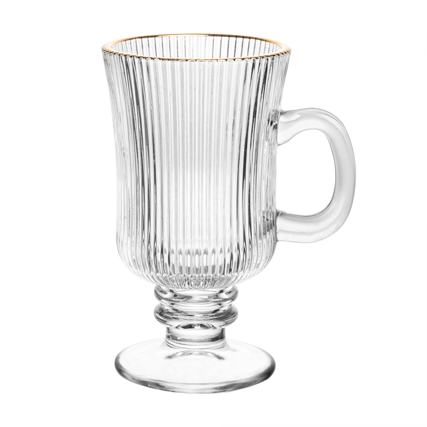 Conjunto 4 Taças para Cappuccino de Vidro com Fio de Ouro Lines 240ml - Wolff