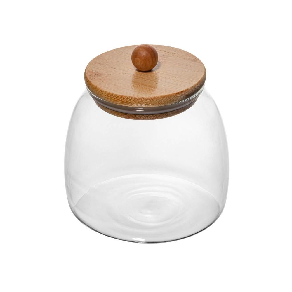 Encontraproduto.com.br - Porta Mantimento C/ Tampa Bambu 800ml em Vidro Wolff