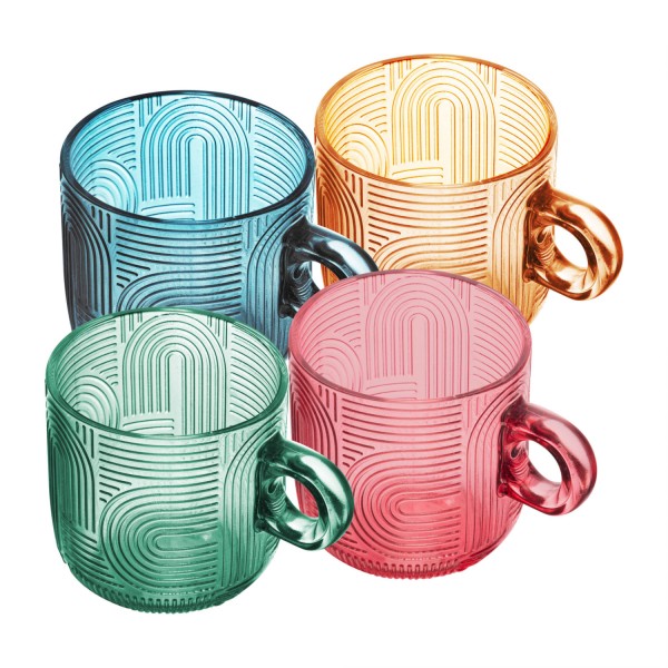 Encontraproduto.com.br - Conjunto 4 Xícaras de Vidro Colorido Frankfurt 220ml - Wolff