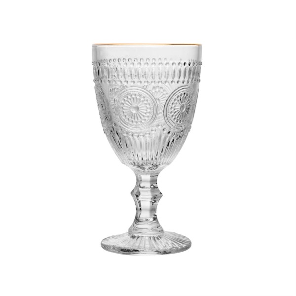 Encontraproduto.com.br - Conjunto 6 Taças de Vidro com Fio de Ouro Mandala 320ml - Wolff