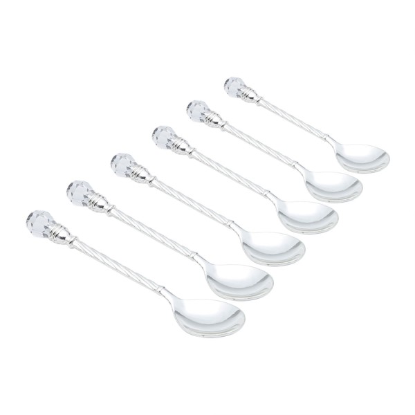 Encontraproduto.com.br - Conjunto 6 Colheres de Café de Zamac Niquelado Crystal 11cm - Wolff