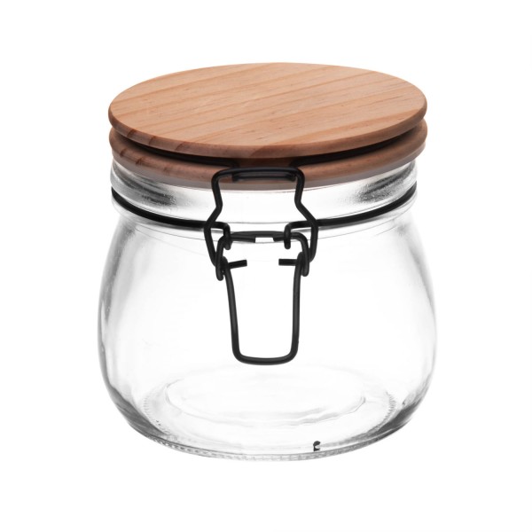 Encontraproduto.com.br - Porta Mantimento de Vidro com Tampa Hermética de Bambu 600ml - Wolff