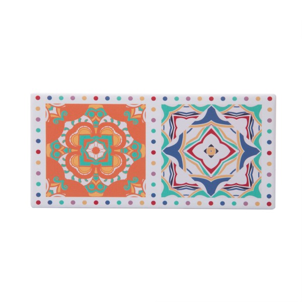 Encontraproduto.com.br - Conjunto 6 Peças Petisqueiras de Vidro com Colher e Bandeja de Bambu Tábua Ladrilho 32x22,5cm Wolff