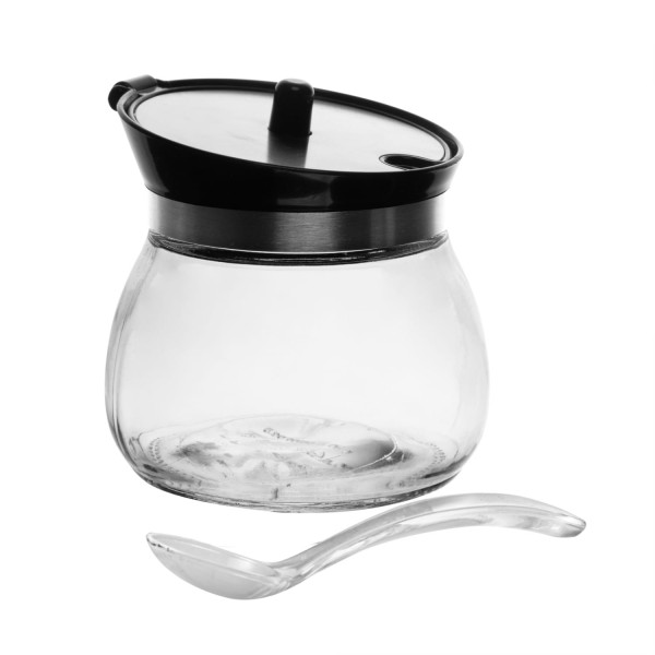 Encontraproduto.com.br - Porta Tempero de Vidro com Tampa de Metal e Colher Plástica 270ml - Wolff