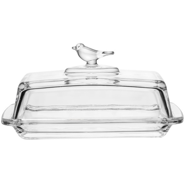 Encontraproduto.com.br - Manteigueira Retangular com Tampa Bird 18cm x 10cm x 9cm Cristal Ecológico - Wolff