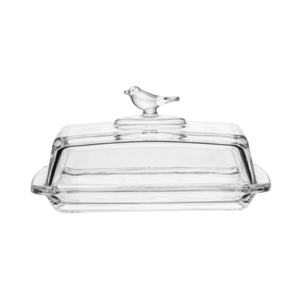 Encontraproduto.com.br - Manteigueira Retangular com Tampa Bird 18cm x 10cm x 9cm Cristal Ecológico - Wolff