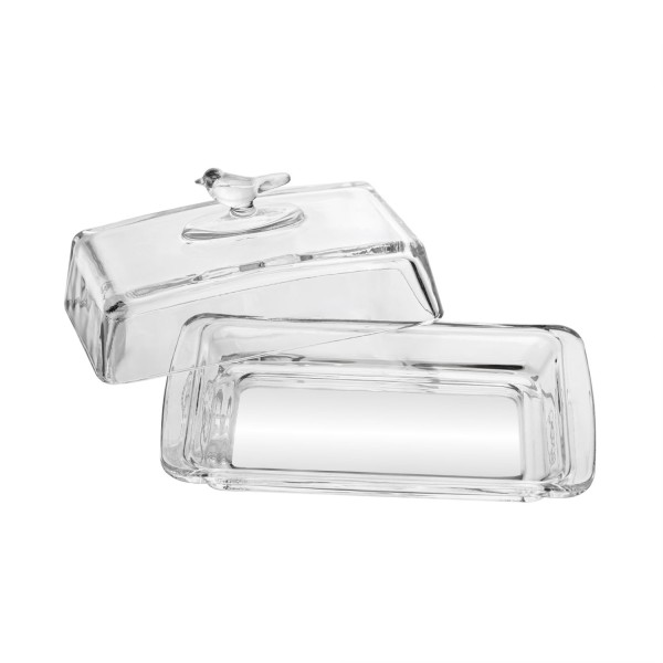 Encontraproduto.com.br - Manteigueira Retangular com Tampa Bird 18cm x 10cm x 9cm Cristal Ecológico - Wolff