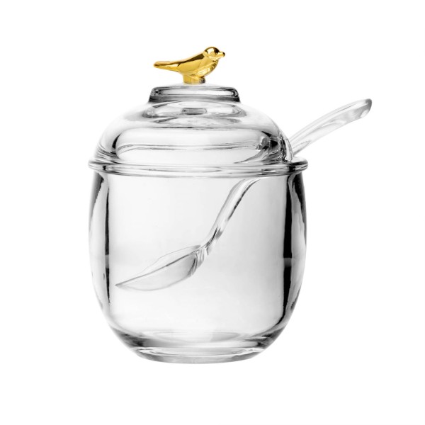 Açucareiro com Colher e Tampa Golden Bird 150ml Cristal Ecológico - Wolff