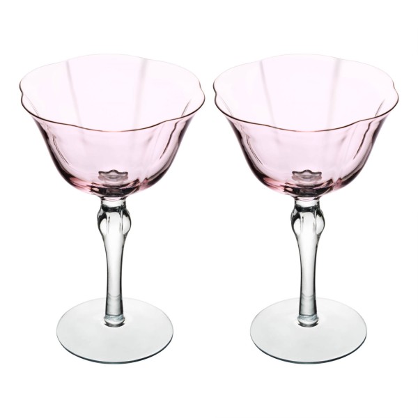 Conjunto 2 Taças para Vinho Lily 300ml Rosa e Cinza Vidro - Wolff