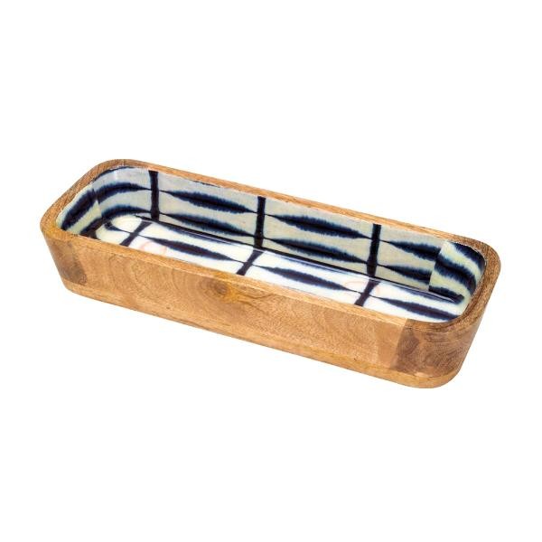 Travessa em madeira Retangular Bon Gourmet Blue 26675