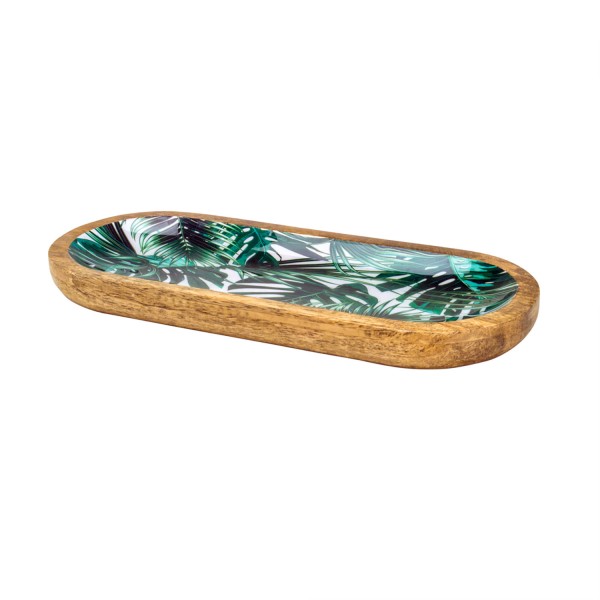 Encontraproduto.com.br - Travessa em madeira Leafage 30x13x3cm