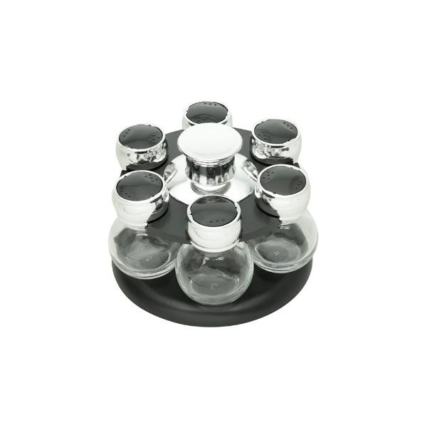 Encontraproduto.com.br - Jogo de porta-tempero giratório em vidro Bon Gourmet 7 peças