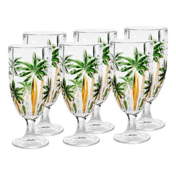 Jogo de taças em cristal Wolff Palm Tree Sprayed 6 peças 450ml