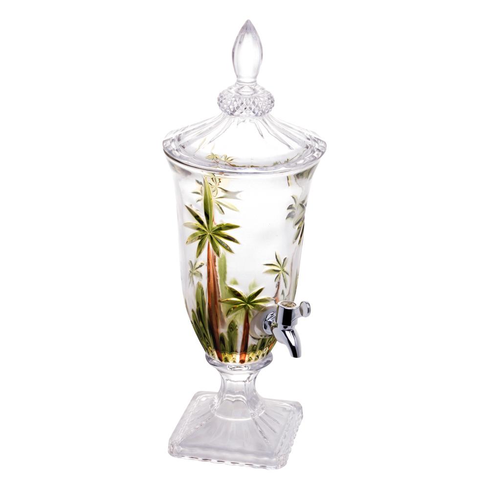 Encontraproduto.com.br - Dispenser - Suqueira em cristal com pé Wolff 27576 Palm Tree Handpaint 2 litros pintado