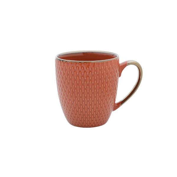 Encontraproduto.com.br - Caneca Porcelana Laranja Drops com Detalhe Metalizado - 400ml