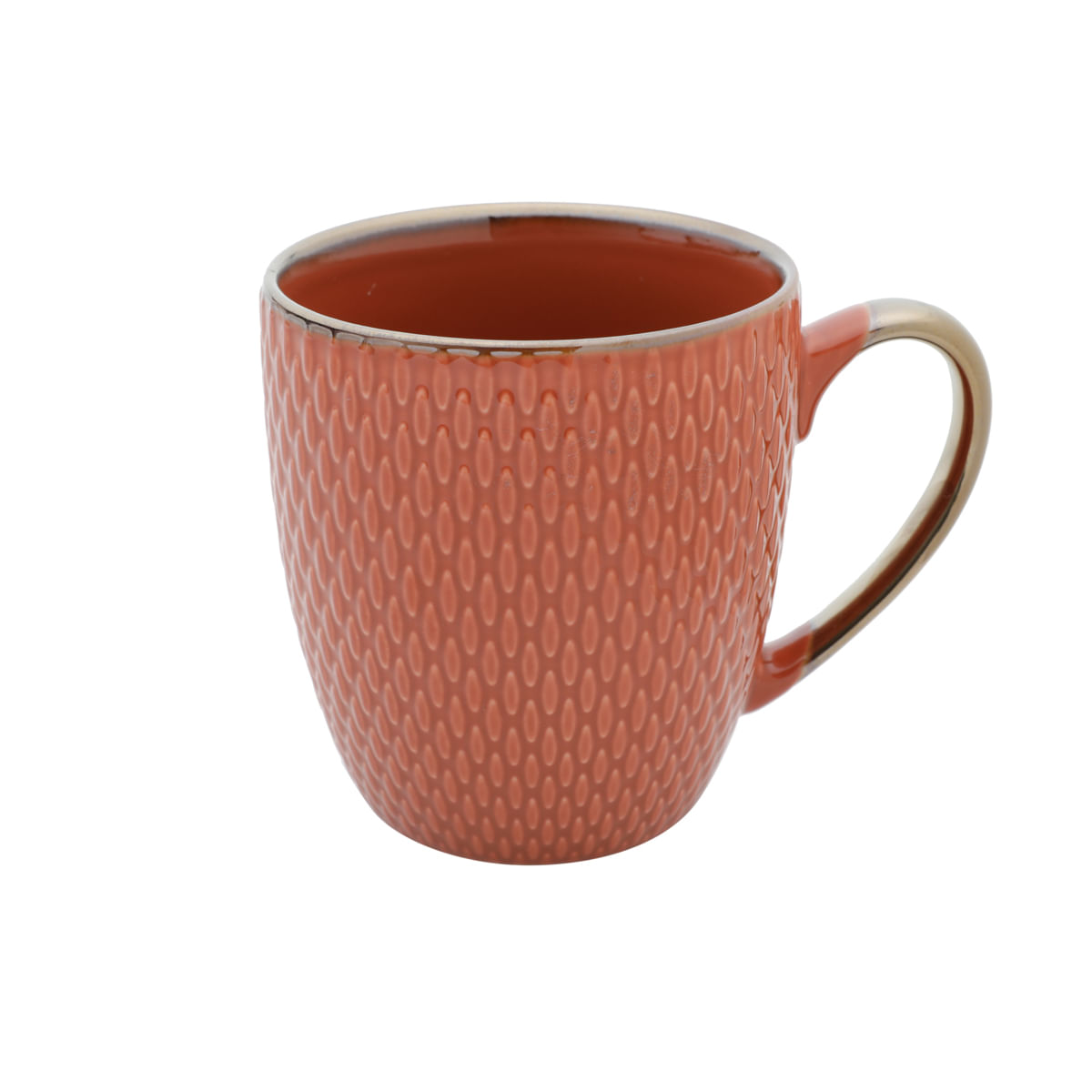 Caneca Porcelana Laranja Drops com Detalhe Metalizado - 400ml
