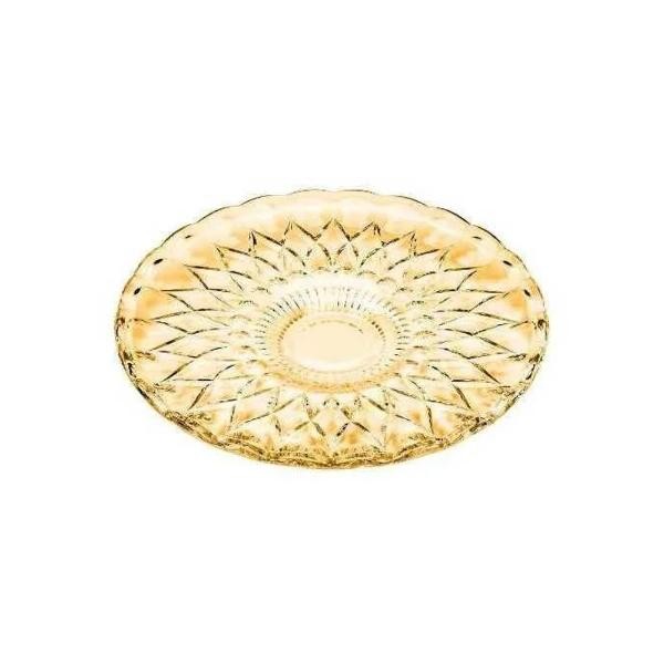 Prato para bolo em cristal Wolff Angel 32x5cm âmbar