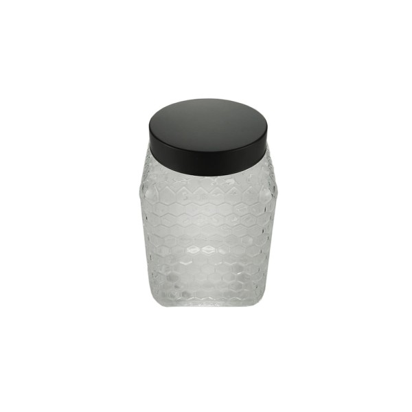 Encontraproduto.com.br - Pote Vidro Colmeia 2,4L Com Tampa Preto Rojemac