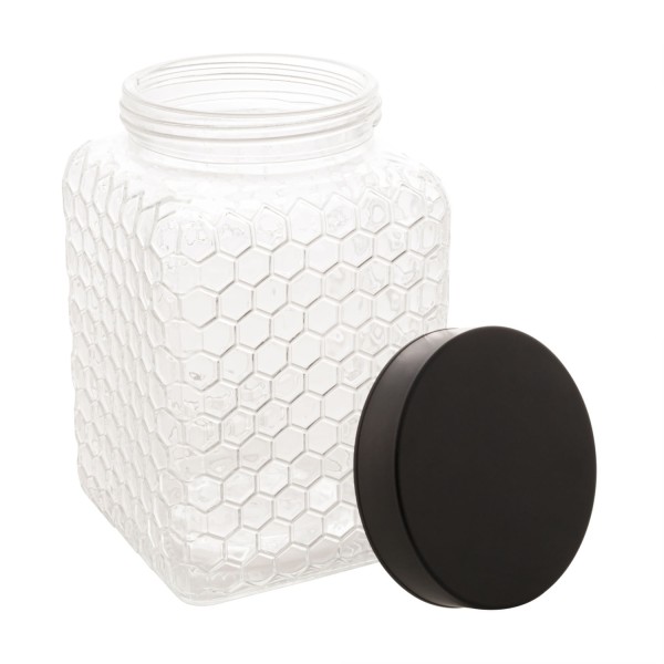 Encontraproduto.com.br - Pote Vidro Colmeia 2,4L Com Tampa Preto Rojemac
