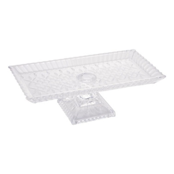 Travessa de Cristal com Pé Lys Transparente Retangular 34X17x11cm Wolff - 28072 - Rojemac