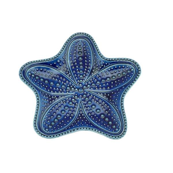 Conjunto 4 Estrelas Decorativas de Cerâmica Ocean Azul 21cm - Wolff
