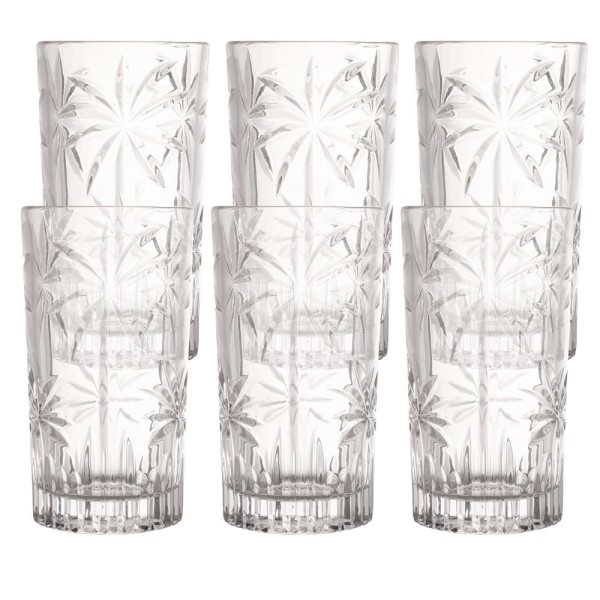 Encontraproduto.com.br - Jogo 6 Copos Altos Cristal de Chumbo Palm Tree 360ml