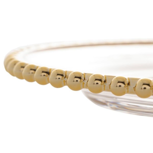 Encontraproduto.com.br - Prato Sobremesa Cristal com Borda Bolinha Dourada Pearl - 20 cm