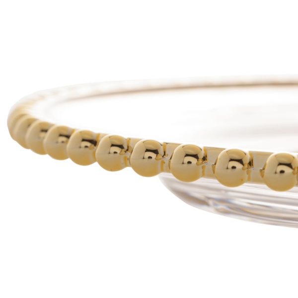 Encontraproduto.com.br - Prato Sobremesa Cristal com Borda Bolinha Dourada Pearl - 20 cm