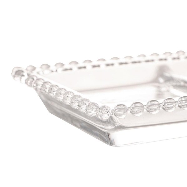 Encontraproduto.com.br - Petisqueira de Cristal com 3 Divisões Pearl 30x13x3cm - Wolff