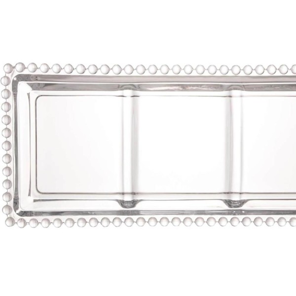 Encontraproduto.com.br - Petisqueira de Cristal com 3 Divisões Pearl 30x13x3cm - Wolff