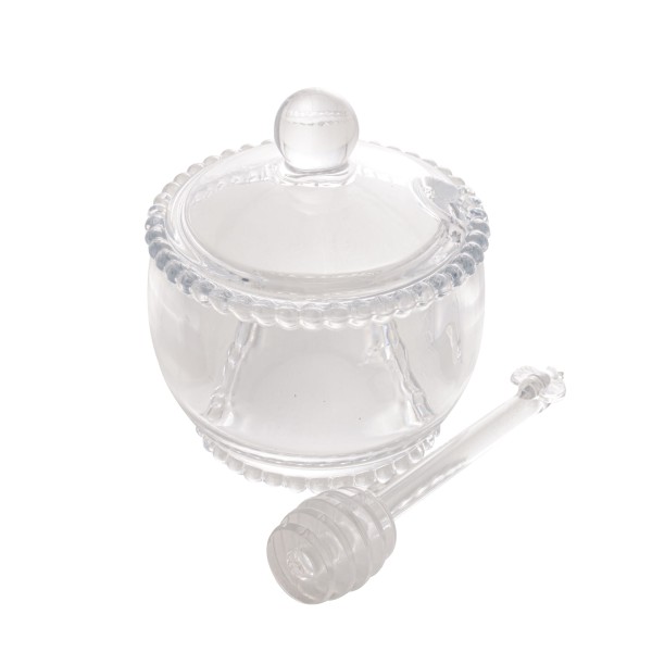Encontraproduto.com.br - Meleira de Cristal Chumbo com Colher Abelha Bolinha Pearl 10cm
